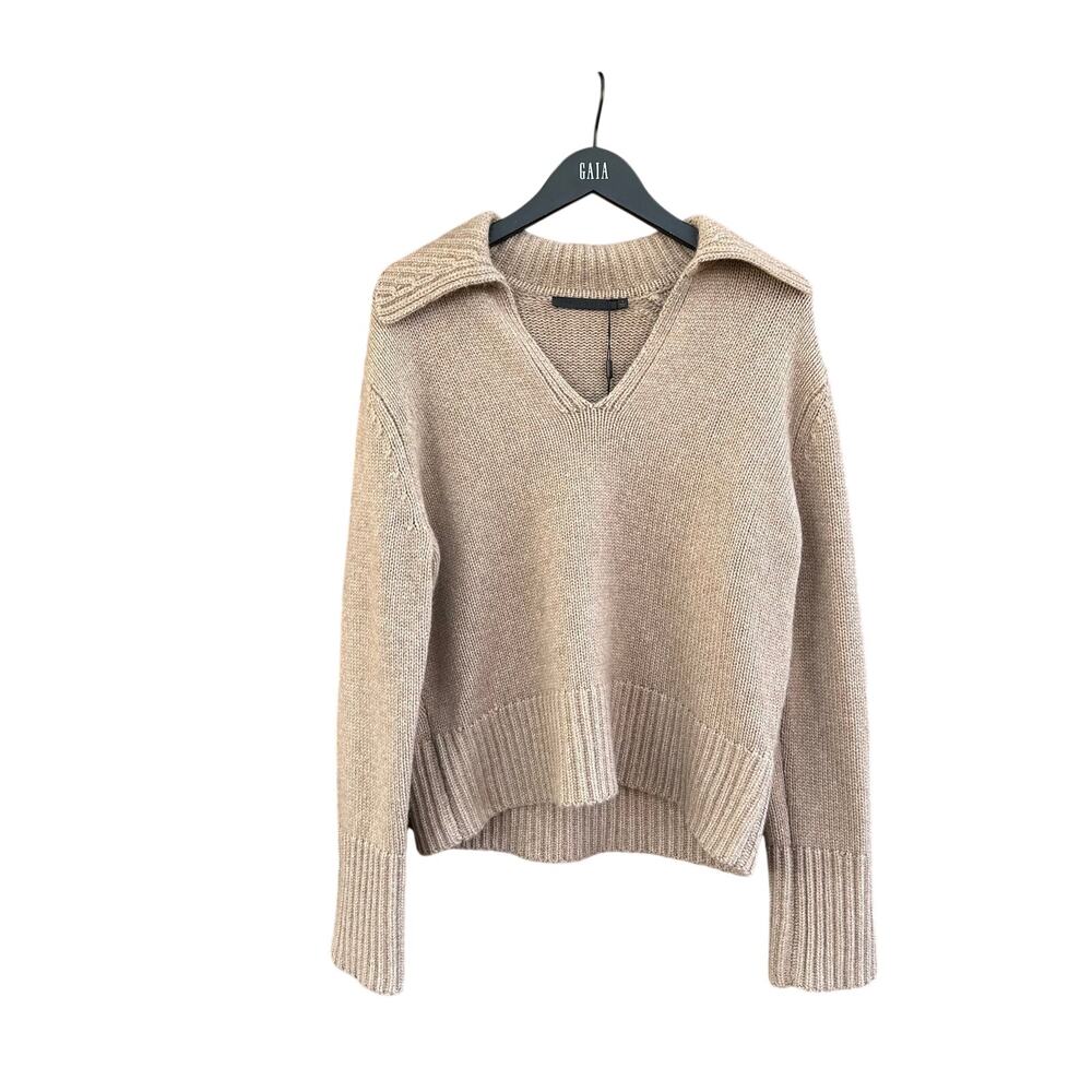 Jenni Kayne Cashmere Phoebe Polo Sweater in Undyed Stone